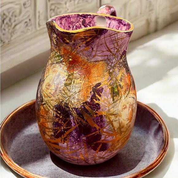 2007 Diana Young Abstract Multicolor Ceramic Pitcher - Picture 5 of 12